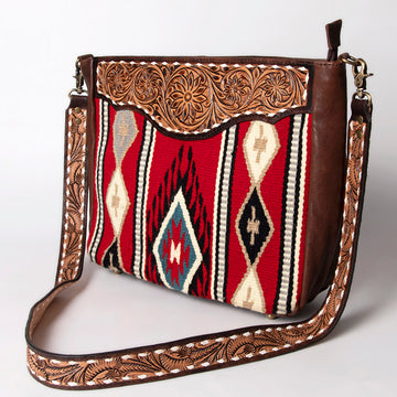 American Darling Messenger Hand Tooled Saddle Blanket Genuine Leather Women Bag Western Handbag Purse | Cute